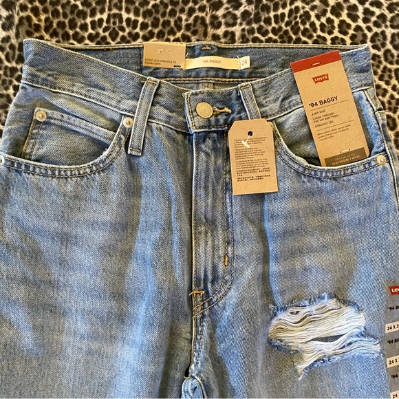 Levi’s ‘94 Baggy Mid Rise Straight Leg Jeans Distressed Medium Blue 25 26 29 30 - Picture 15 of 15